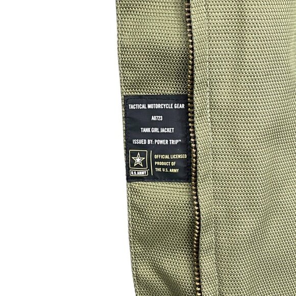 Power Trip Size L Tank Girl Motorcycle Jacket Tactical US Army Green Camo Womens - Picture 13 of 16